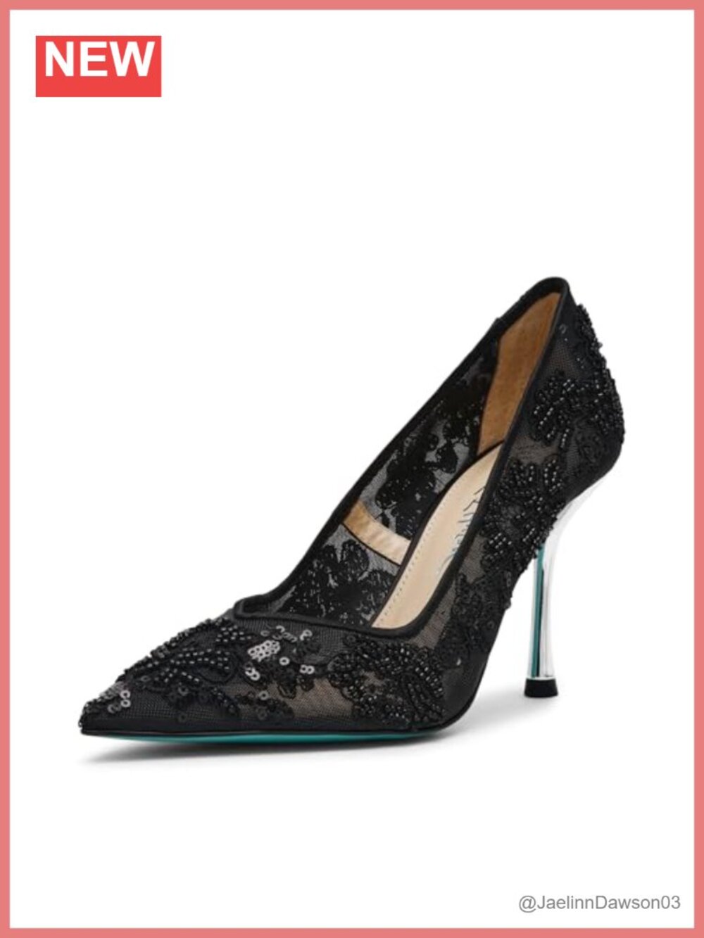 Betsey Johnson Jenii Rhinestone Mesh Stiletto Pump Heels Slip-On 4.5 Inch